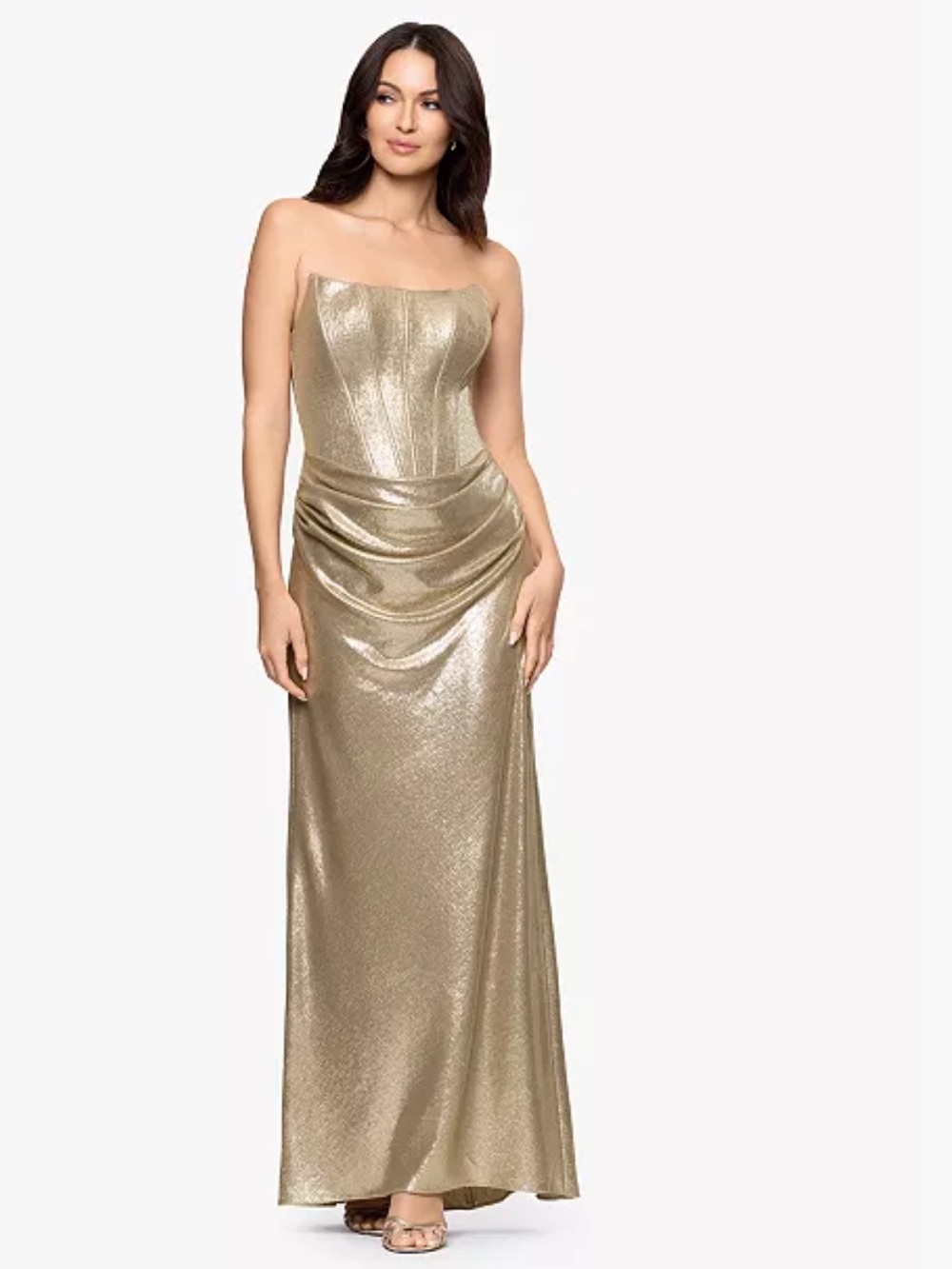Betsy & adam Women's Shiny Foil Strapless Dress size 8